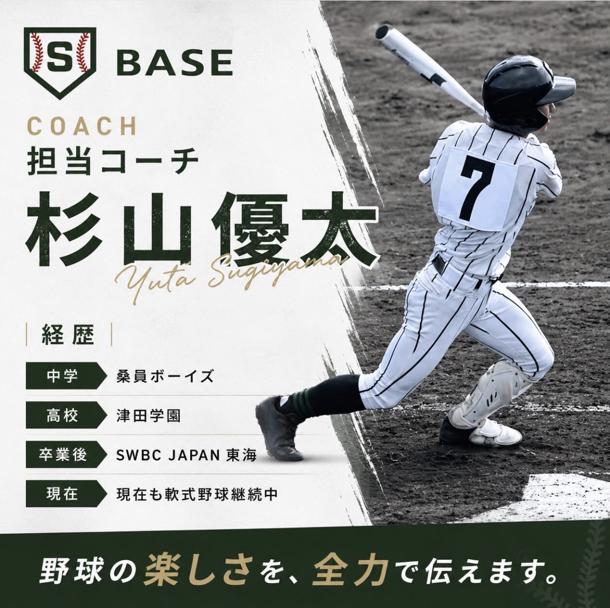 S BASE 担当コーチ 杉山優太の紹介画像